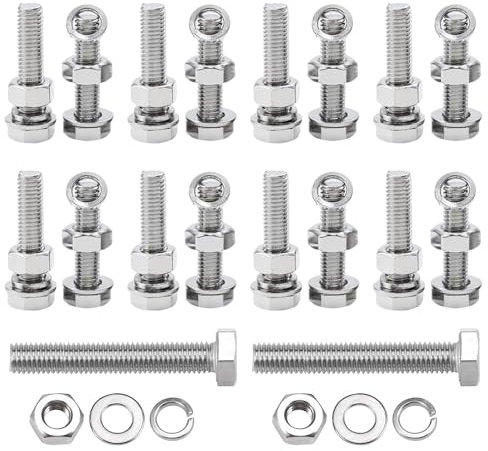 Fhioevt Set di 20 viti a testa esagonale M6 x 60 mm, bulloni a testa esagonale con 20 dadi esagonali e 20 rondelle Bulloni esagonali m6 in acciaio inox 304, viti a filettatura completa DIN 933