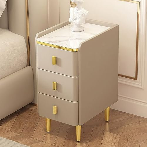 Moderner Nachttisch aus Leder, schmaler Nachttisch, Nachttisch mit 3 Schubladen, Kleiner Nachttisch, moderner Nachttisch (Farbe: C, Größe: 30 cm)
