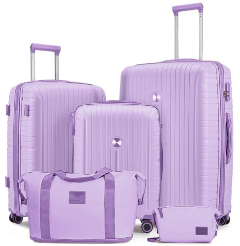 Joyway Kofferset 5tlg Hartschale Leicht PP mit 4 Rollen und TSA-Schloss Der Gepäcksets Enthält 1 Reisetasche und 1 Kulturbeutel