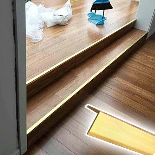 UrbanUp Treppenkantenprofil L-förmige Treppenkanten für Holz-/ Betontreppen, Treppenkantenschutz/Treppenstufenschutz Zum Abziehen und Aufkleben, Individuelle Schwellenrampen für Türöffnungen