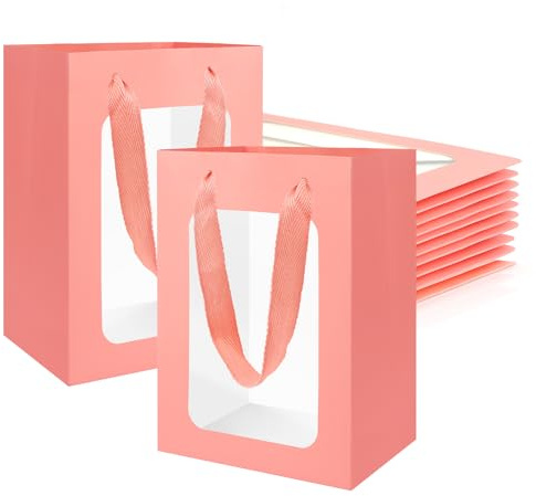 Geschenktüte Rosa,Papiertüten Mit Henkel,Geschenktüten Geburtstag,Geschenktüte,10 Stück 18x13x25cm,Geschenktüten Für Hochzeiten, Geburtstage, Partys, Feste