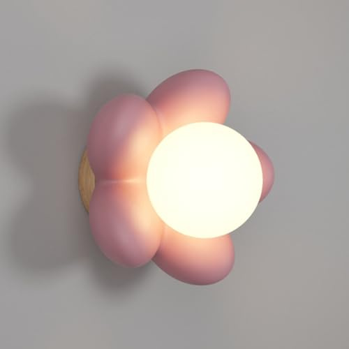 LOGT 15W Innen LED Wandleuchte Blume Wandlampe 3 Farben Kreative Bettlampe Floral Nachttischlampe Kinder Nachtlampe Modern Beleuchtung Wandbeleuchtung G9 für Schlafzimmer Kinderzimmer,Rosa