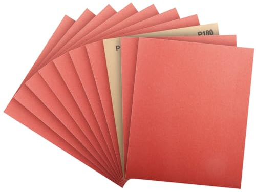 PMIQSA Papel De Lija Grano 180, 230x280mm Profesional lija | Papel Abrasivo Impermeable para Coches Metales Paredes Madera Muebles, Papel de Lija para Pulir en Húmedo y Seco