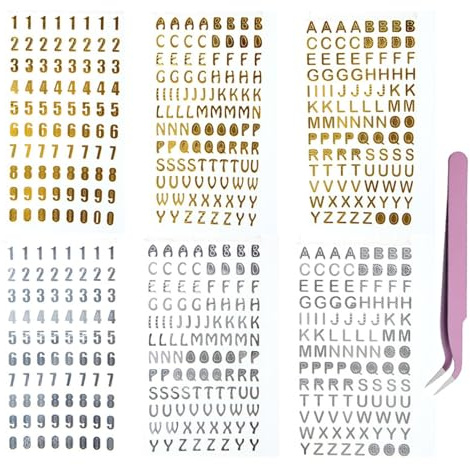 6 Blätter Glänzende Selbstklebende Buchstaben Aufkleber, Wetterfeste Vinyl Sticker, DIY Klebebuchstaben für Hochzeit, Grußkarten, Briefkasten, Wunschtext Aufkleber, DIY Scrapbooking