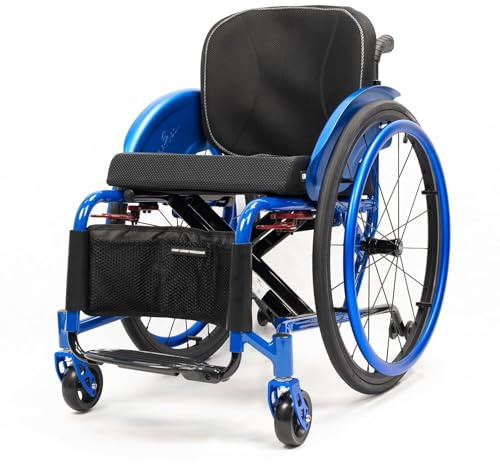 Zynqra Sedia a rotelle Pieghevole,Freni di stazionamento,Sedia a rotelle in Alluminio da Viaggio,Carrozzina da transito,Carrozzina da trasferimento,per Anziani,disabili(15.7in Seat Width)