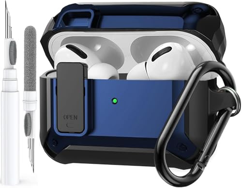 OTOPO Schutzhülle für Airpods Pro 3 mit Verschlussclip, robuste Apple Airpods Pro 3. Generation Abdeckung 2025 Männer und Frauen, Armor stoßfeste iPod Pro3 Gen Schutzhülle mit Reinigungsset, Blau