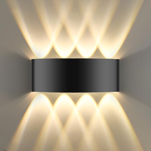 Oumida LED Wall Lights Indoor Modern Black Wall Wash Lights 8W 3000K IP65 LED Sconce Up and Down Wall Lamp for Living Room,Bedroom,Hallway (1 Pack)