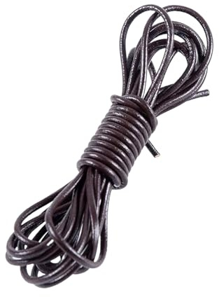 HUVZOR Cordino in Pelle, Catena in vera Pelle, Cordoncino per Collane rotonda per Gioielli Fai da te Artigianato e Accessori, 5m x 3mm, Resistente e Facile da Tagliare