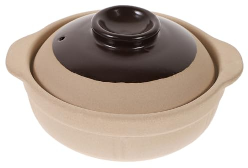 BAZEITFLOW Pentola in Terracotta per Stufato e Zuppa Resistente al Calore Vasellame in Argilla Tradizionale Smalto Pentola da Cucina per Uso con Superficie Liscia e Manici Sicurezza