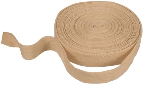 QUARKZMAN Nastro in Cotone A Spina di Pesce 30mm X 21 Metri Nastro A Tessitura Obliqua Rotolo di Nastro per Fettuccia per Fai da Te Cucire Confezione Regalo Marrone Chiaro