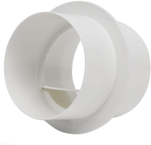 Rundes Inline-Entlüftungsventil aus PVC, 150 mm, Luftstrom-Rückflussverhinderer für Küchen- und Badezimmerventilator weiß 125mm