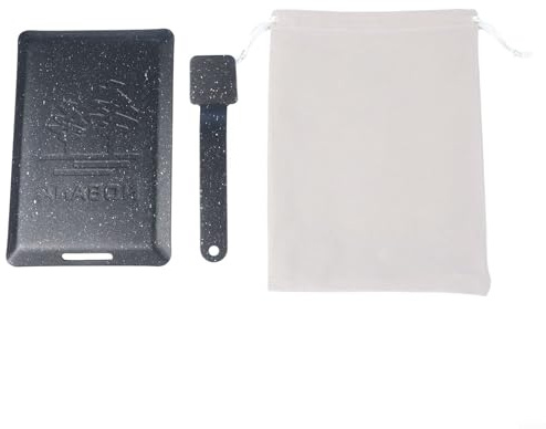 Plato plegable para parrilla, sartén cuadrada antiadherente para huevos de camping, filete y teppanyaki, blanco/negro, plato compacto para picnics y viajes (negro)