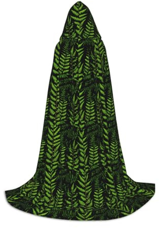 OAZCVBNN Natural Plant Silhouette Fern Leaf Print Carnivals Hooded Cape Cloak Cosplay Costume Seasonal Festival Wear Wizard Events