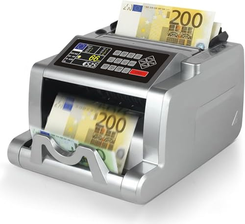 Contatore di soldi con conteggio valori per banconote miste e non ordinate, display contatore di banconote con rilevamento contraffatto UV/MG/IR/MT, 1000 banconote/min, fino a 200 banconote