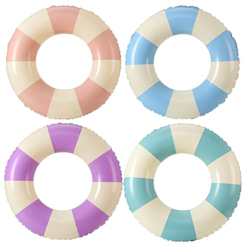Syglawnd Anillo de Piscina Inflable, Anillos de Piscina inflables para Adultos, 4 flotadores de Anillo de flotabilidad de 30 Pulgadas con asa para natación en la Playa de Verano para Uso Diario