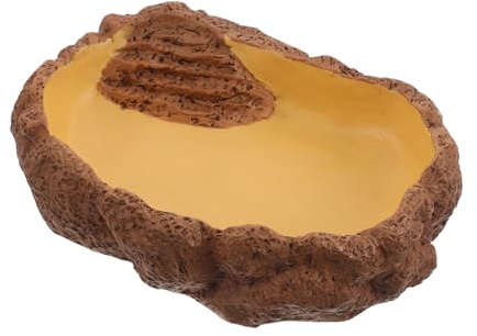 BAZEITFLOW Ciotola per Alimentazione Lucertole Resina Angolare per Terrario Design Realistico e Ingresso Unico