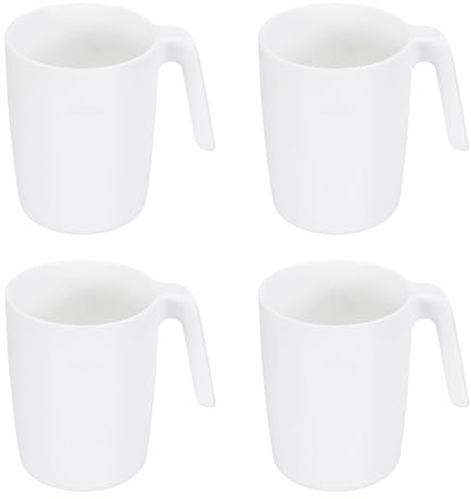 QUARKZMAN Set Di 4 Tazze Da Caffè In Plastica, Tazze Da Caffè Infrangibili, Bere Riutilizzabili Sicure Per Microonde E Lavastoviglie Con Manico Per Tè Latte Succo Cucina Campeggio,