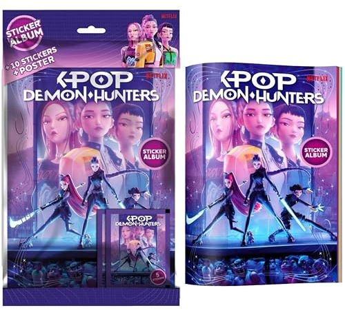 KPOP DEMON HUNTERS Album mit 2 Umschlägen + gratis Poster, Starter Pack, Offical Stickers Netflix (Italienische Version)