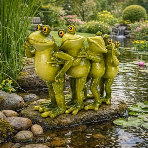 Online Fuchs Lustige Gartenfiguren für draußen Frosch Polonaise - Teichdeko - wetterfest mit glänzendem Glossy-Look - 21 oder 33 cm groß (21 cm)