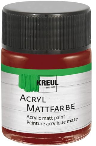 KREUL 75556 - Acryl Mattfarbe, maron im 50 ml Glas, cremig deckende, schnelltrocknende Farbe auf Wasserbasis, für viele verschiedene Untergründe geeignet