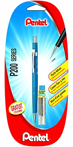 Pentel P207 Druckbleistift, 0,7 mm, feststehendes Führungsrohr 4 mm, inkl. Federmappe, Blau