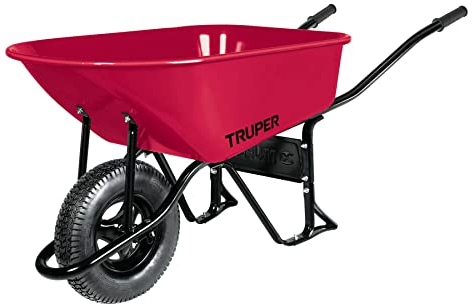 Truper Brouette métallique 100 litres jante pneumatique avec roulements pour chantier construction et jardin Capacité 580 kg