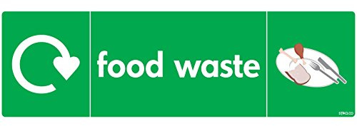 stika.co Pack of 2 Food Waste Recycling Signs - WRAP Recycle Now Self-Adhesive Vinyl Stickers, 200 x 60mm - BS EN ISO 7010 Compliant Bin Labels