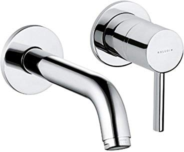 KLUDI BOZZ Zweiloch Waschtischarmatur Unterputz, Waschbeckenarmatur zur Wandmontage mit Auslauflänge 18 cm, Wasserhahn Bad wassersparend, Armatur Badezimmer in Chrom