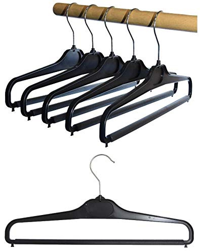 Hagspiel 10 St. Hosenbügel aus Kunststoff, schwarz, ca. 41 cm lang, vernickelter Haken, Made in EU