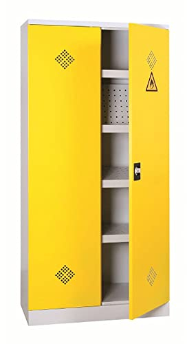 Schrank & Stuhl | Gefahrstoffschrank Chemikalienschrank GRAU/GELB - KOMPLETT MONTIERT