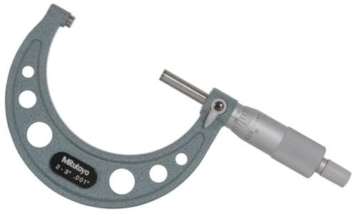 Mitutoyo 103-179 Outside Micrometer, Baked-enamel Finish, Ratchet Stop, 2-3 Range, 0.001 Graduation, +/-0.0001 Accuracy