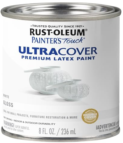 Rust-Oleum 1992730 Painter's Touch Latex Paint, Half Pint, Gloss White 8 Fl Oz (Pack of 1)