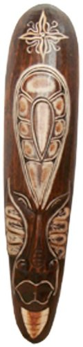 Woru Maske bemalt 50 cm, Holz-Maske aus Bali, Wandmaske