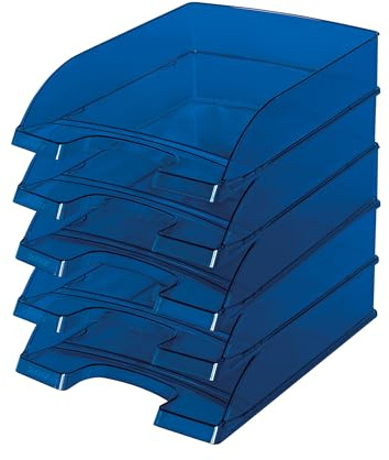LEITZ 52260039 Plus Standard, Vaschetta Porta Corrispondenza, Formato A4, Colore Blu, 5 Pezzi