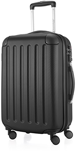 HAUPTSTADTKOFFER - SPREE - Handgepäck Hartschalen-Koffer Trolley Rollkoffer Reisekoffer, 4 Doppel-Rollen, 55 cm, 42 L, Schwarz