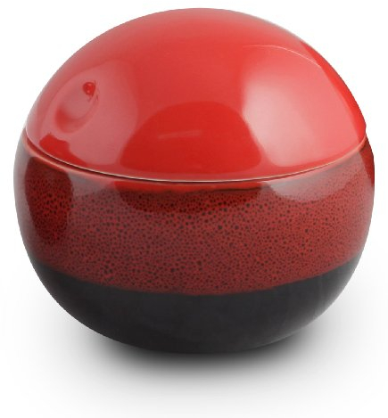 Ekershop Keramik Wattedose Wattebox Kosmetikdose Wattebehälter Pads Stäbchen Kugel ROT Schwarz