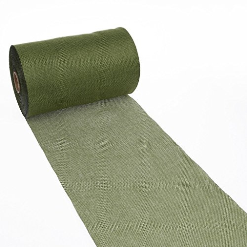 DEKO AS Shabby Chic Leinenoptik Tischläufer, Polyester geruchsneutral, Olivgrün, 20 cm x 25 m, Oliv