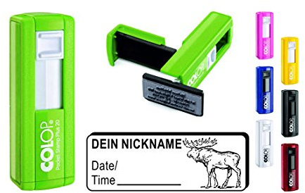 Geocaching Stamp Moose with Personal Cachername/Nick Name Rectangular Stamp Geocaching Pocket Stamp