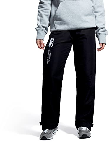 Canterbury Women's Open Hem Stadium Pants | Tracksuit/Lounge Pants | Jogging Bottoms | Durable | Full-Leg Size Zip Track Pants, Black, 14
