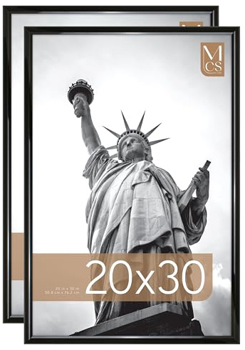 Cornice per Poster MCS Trendsetter 50,8 x 76,2 cm, Cornice Nera ad Alta Densità, Fissaggio a Parete Verticale e Orizzontale, Grande Cornice per Foto per Foto, Poster e Opere d'Arte (Confezione da 2)