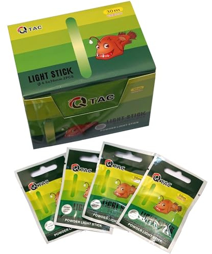 Q-Tac Knicklichter Angeln in Gelb,Grün 100 Stück (Powder) bis 24h Brenndauer
