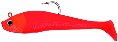 Paladin Gummiköder 20cm + Jigkopf 300g orange - Gummifisch zum Meeresangeln, Kunstköder für Dorsch & Heilbutt, Meeresköder