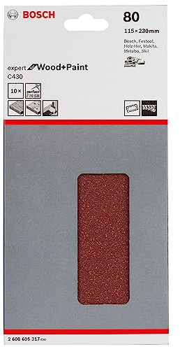 Bosch Accessories Bosch Professional Schleifblatt für Schwingschleifer Holz und Farbe Expert for Wood and Paint (10 Stück, Körnung 80, C430)