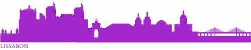 INDIGOS UG - Wandtattoo Wohnzimmer - Wandaufkleber Lissabon (Portugals) 240x39 cm - Flieder e564 Skyline Stadt - Aufkleber Kinderzimmer Schlafzimmer Küche Badezimmer Büro Dekoration