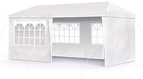 FRANKYSTAR® Acara 3x6 - Tenda/Gazebo Finestrato per Feste Bianco Tendone Impermeabile per Fiere, Eventi e Mercati (3x6 M)