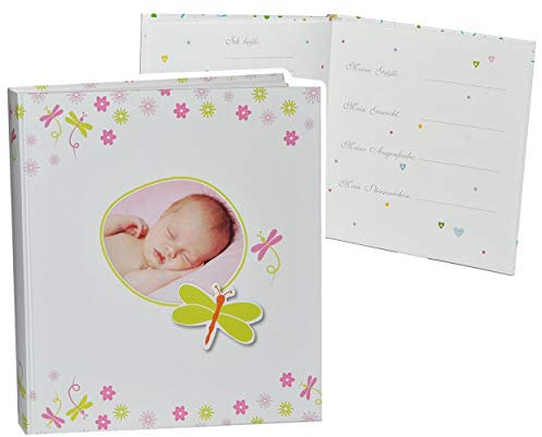 alles-meine.de GmbH Fotoalbum Baby erste Fotos - Blumen mit Foto - Gebunden zum Einkleben blanko - groß für bis zu 312 Bilder - Fotobuch/Photoalbum/Babyalbum/Album - für Mä..