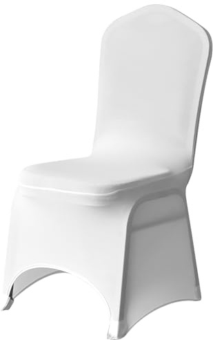 Chair Cover Spandex Polyester Stretch Fabric Dining Slipcovers Arched Front Washable & Removable Protective Wedding Chair Cover for Wedding Banquets Ceremony & Hotel Dinner (White, Pack of 1)