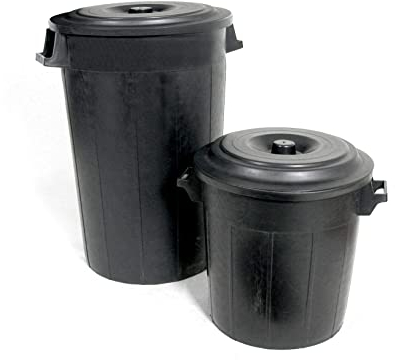 Stefanplast Bidone Immondizia con Coperchio, Plastica, Nero, 50 litri, ø 45x44h cm