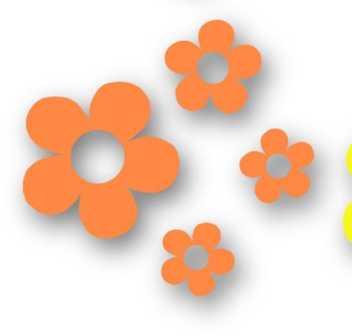MIXED SET Flower6 Blüten, 4 Stück orange Autoaufkleber Blumen Sticker Outdoor, Wandtattoo & Fensterbild