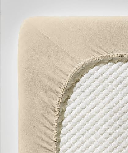 fleuresse, Coprimaterasso in Jersey, Beige (Natur), 180 cm x 200 cm